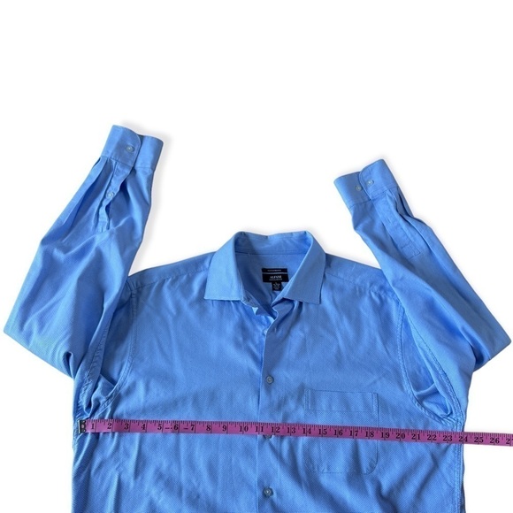 Alfani Men’s Performance Blue Button Front Shirt, Size Large 16-16.5 34-35 - Picture 5 of 10